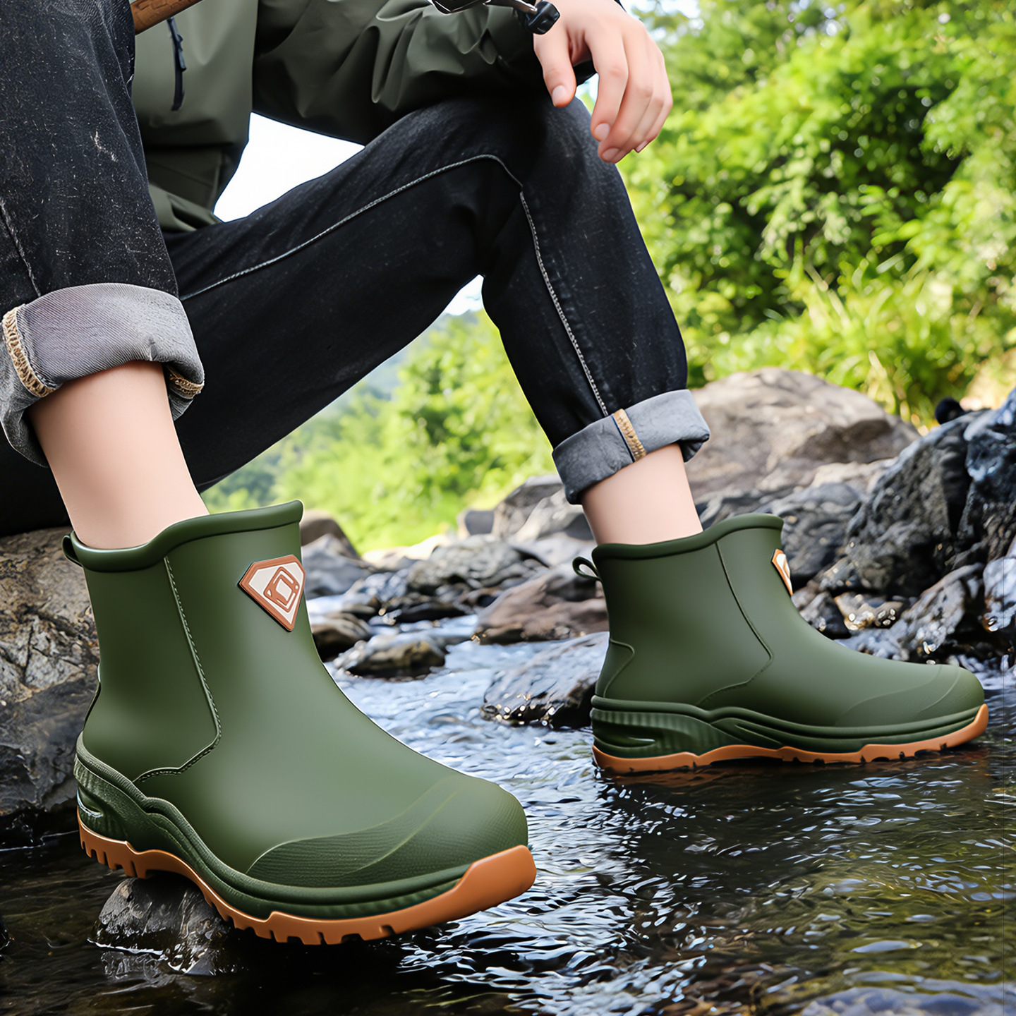Men'S Shoes Water Resistant - Wear resistant thick soled water boots,
