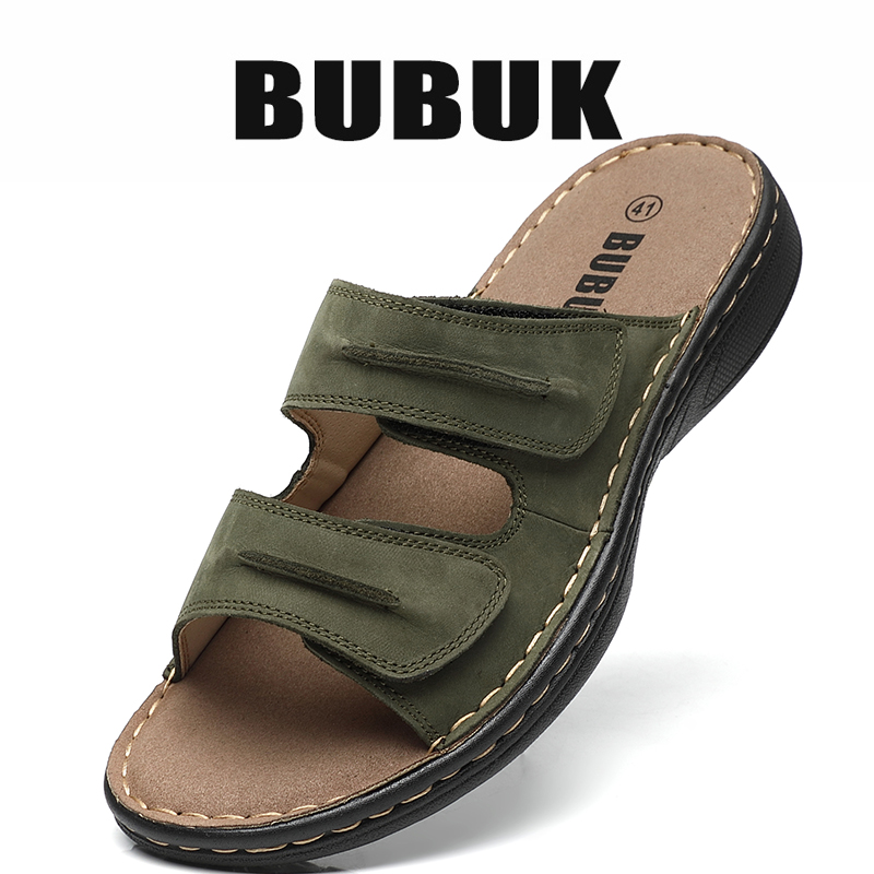Men'S Shoes Qn - Bubuk Men's Genuine Leather Sports Slippers,