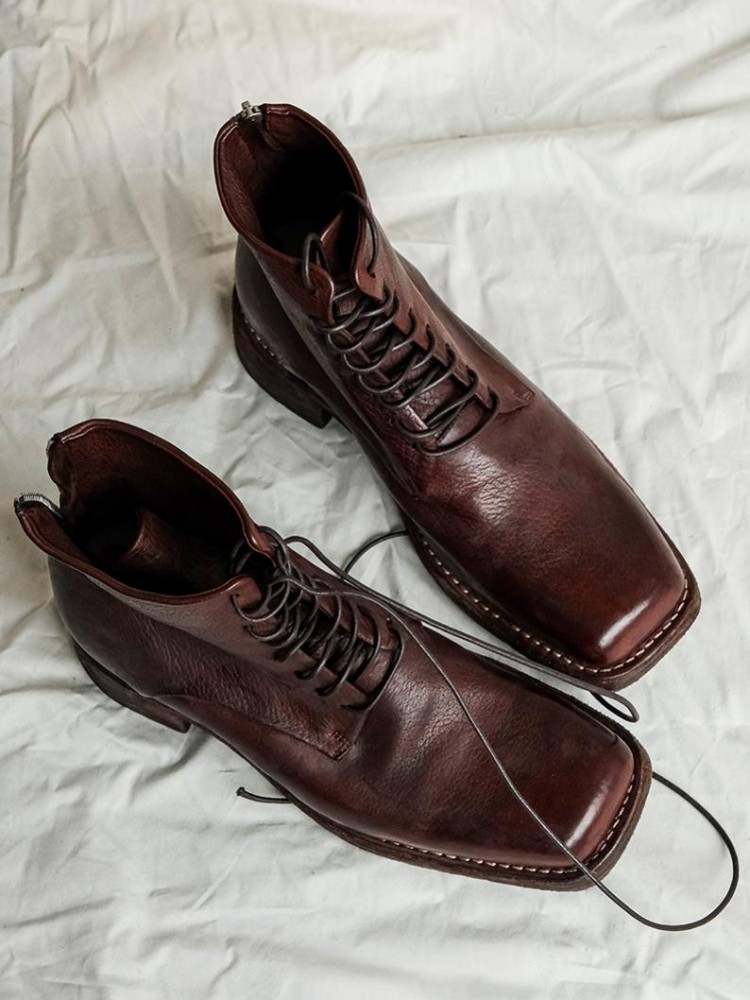 Retro Fashion Male Zipper Genu - Men'S Shoes To Increase Height avaliação e preço