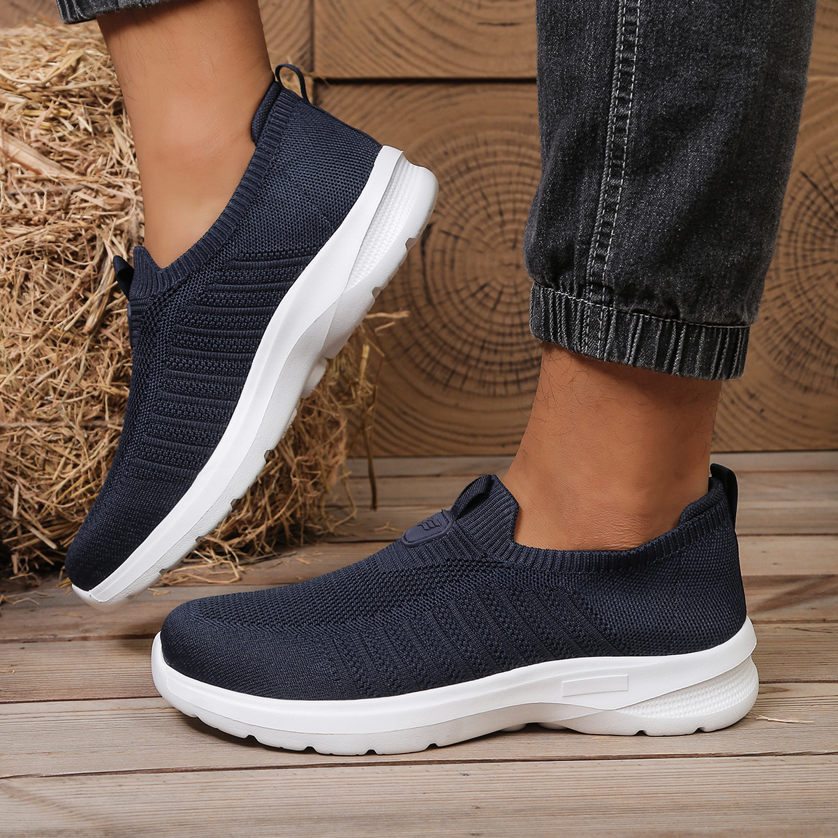 Men Whoes Slip On Knit Walking - Running Shoes Lightweight avaliação e preço