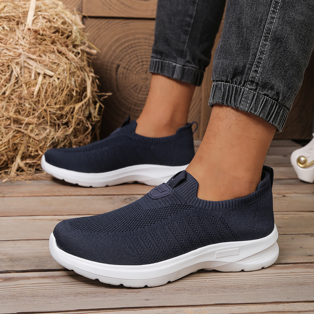 Men Whoes Slip On Knit Walking - Running Shoes Lightweight avaliação e preço