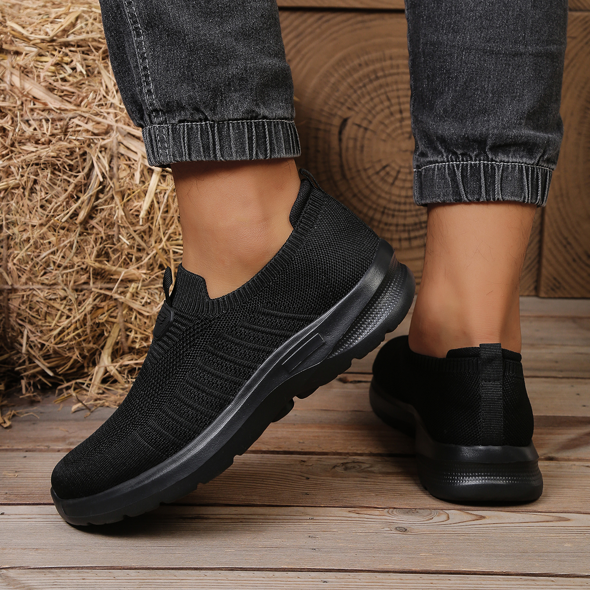 Men Whoes Slip On Knit Walking - Running Shoes Lightweight avaliação e preço