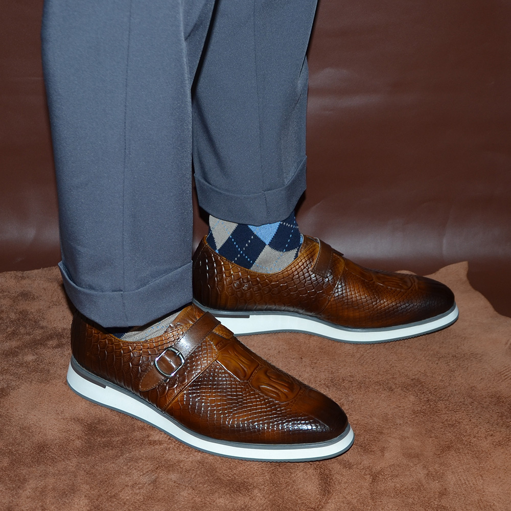 Cow Genuine Leather Men's Casu - Monk Strap Shoe avaliação e preço
