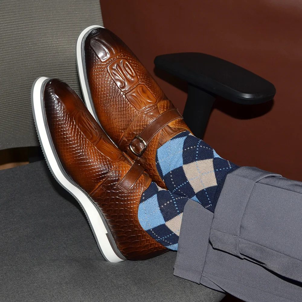 Cow Genuine Leather Men's Casu - Monk Strap Shoe avaliação e preço