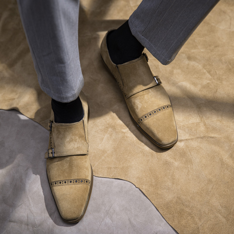 Vintage Design Men Dress Shoes - Monk Strap Shoe avaliação e preço