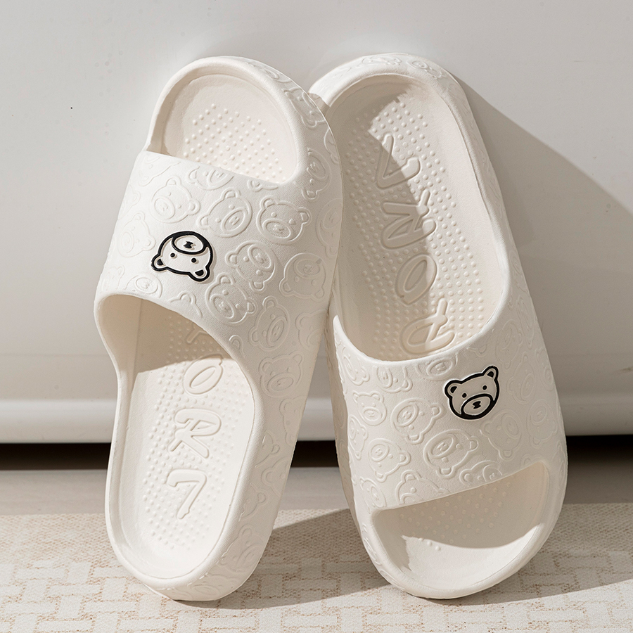 Printting Cute Bear Women Slip - Men Shoes Size To Women avaliação e preço