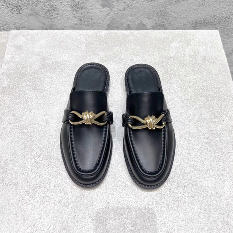 Metal Buckle Half Slippers For - Men'S Shoes Qn avaliação e preço