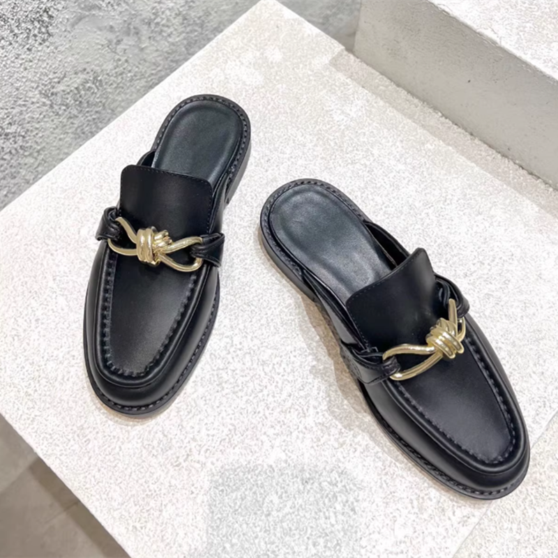 Metal Buckle Half Slippers For - Men'S Shoes Qn avaliação e preço