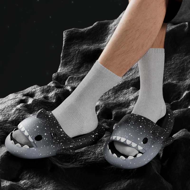 Cute Cartoon Shark Slippers Fo - Men Shoes Size To Women avaliação e preço