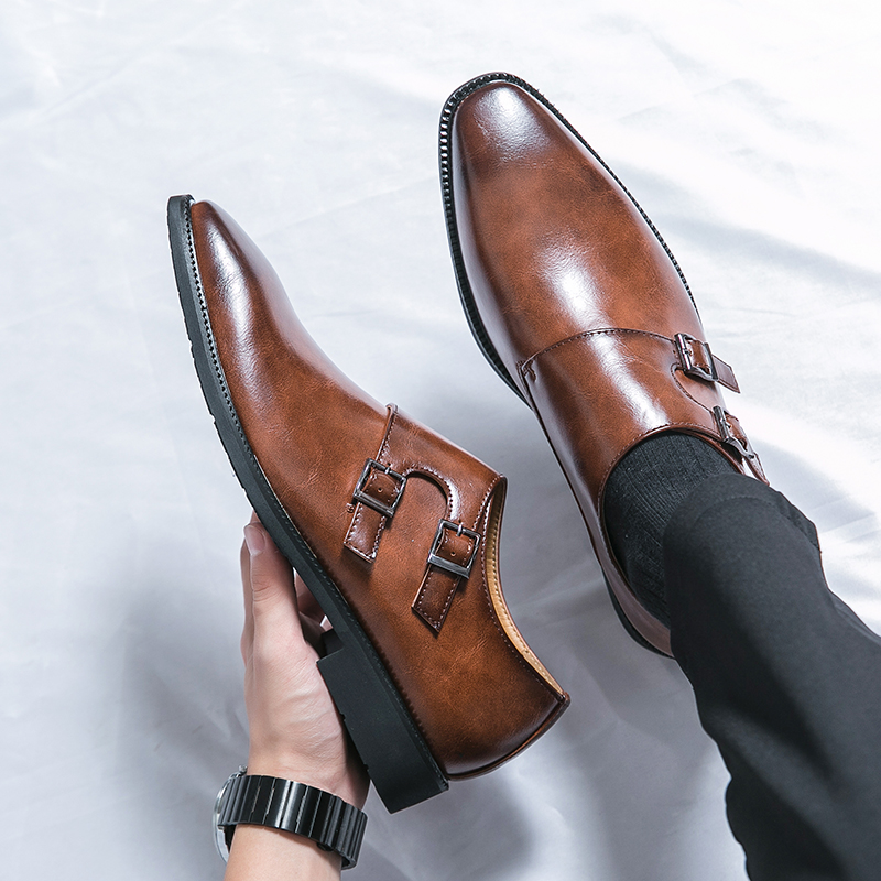 Men's Monk Leather Shoes Point - Monk Strap Shoe avaliação e preço