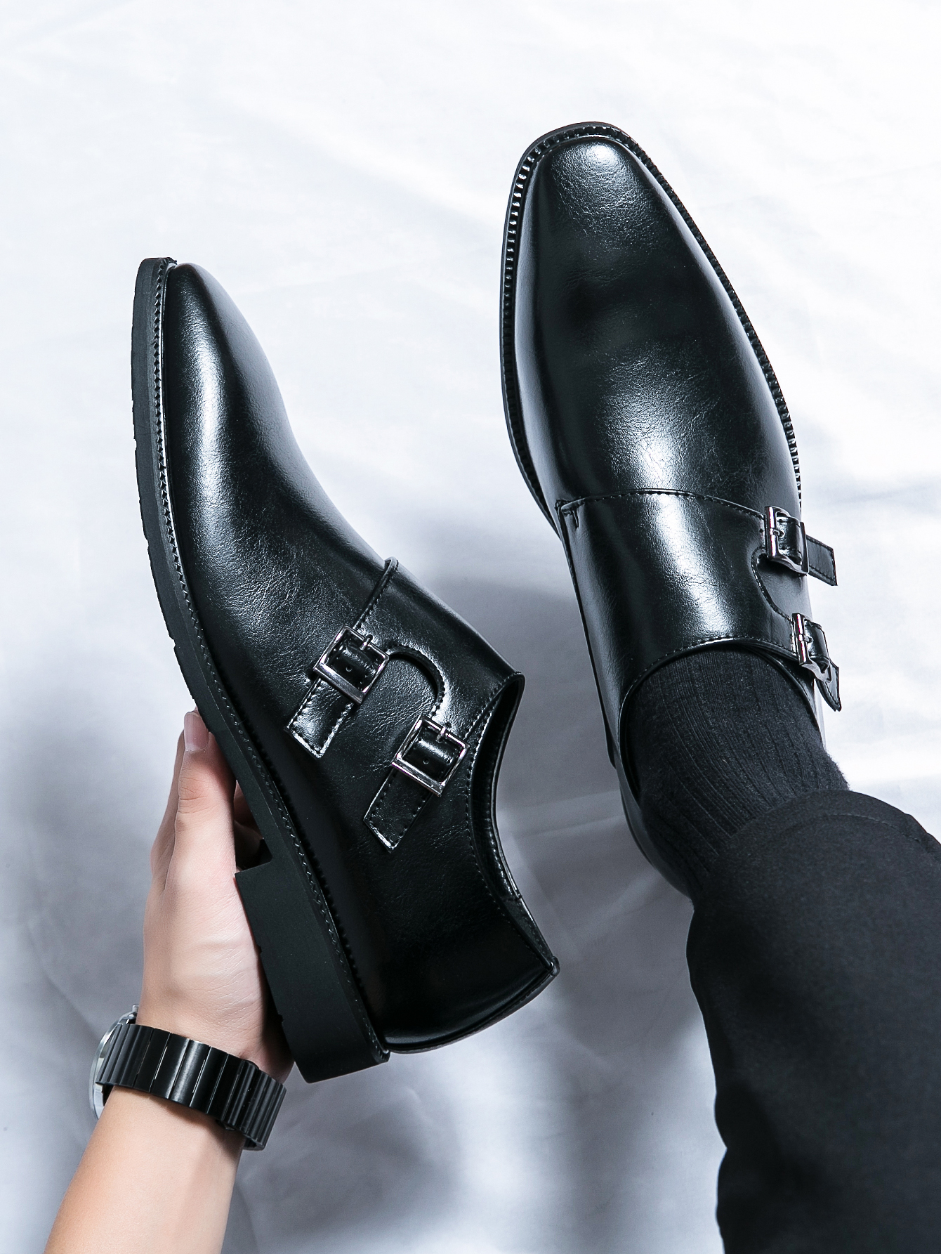 Men's Monk Leather Shoes Point - Monk Strap Shoe avaliação e preço