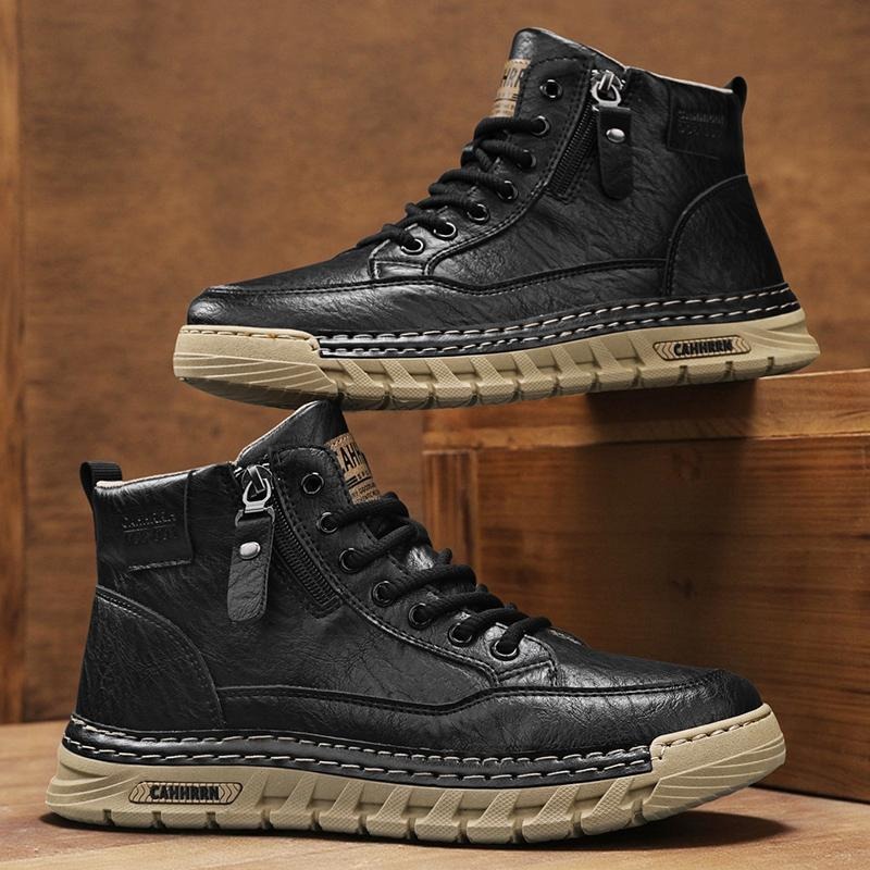 Men Leather High Top Ankle Boo - Running Shoes Lightweight avaliação e preço