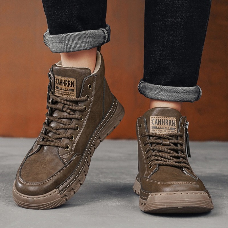 Men Leather High Top Ankle Boo - Running Shoes Lightweight avaliação e preço