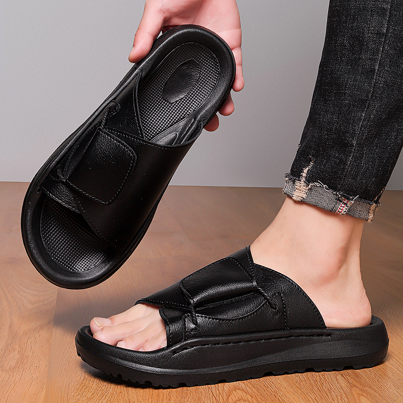 Leather Men's Slippers Slides  - Men'S Shoes Qn avaliação e preço