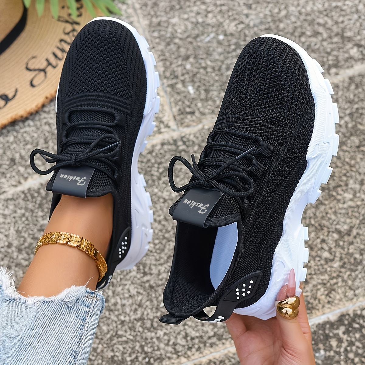 Breathable Knit Sneakers Fashi - Running Shoes Lightweight avaliação e preço