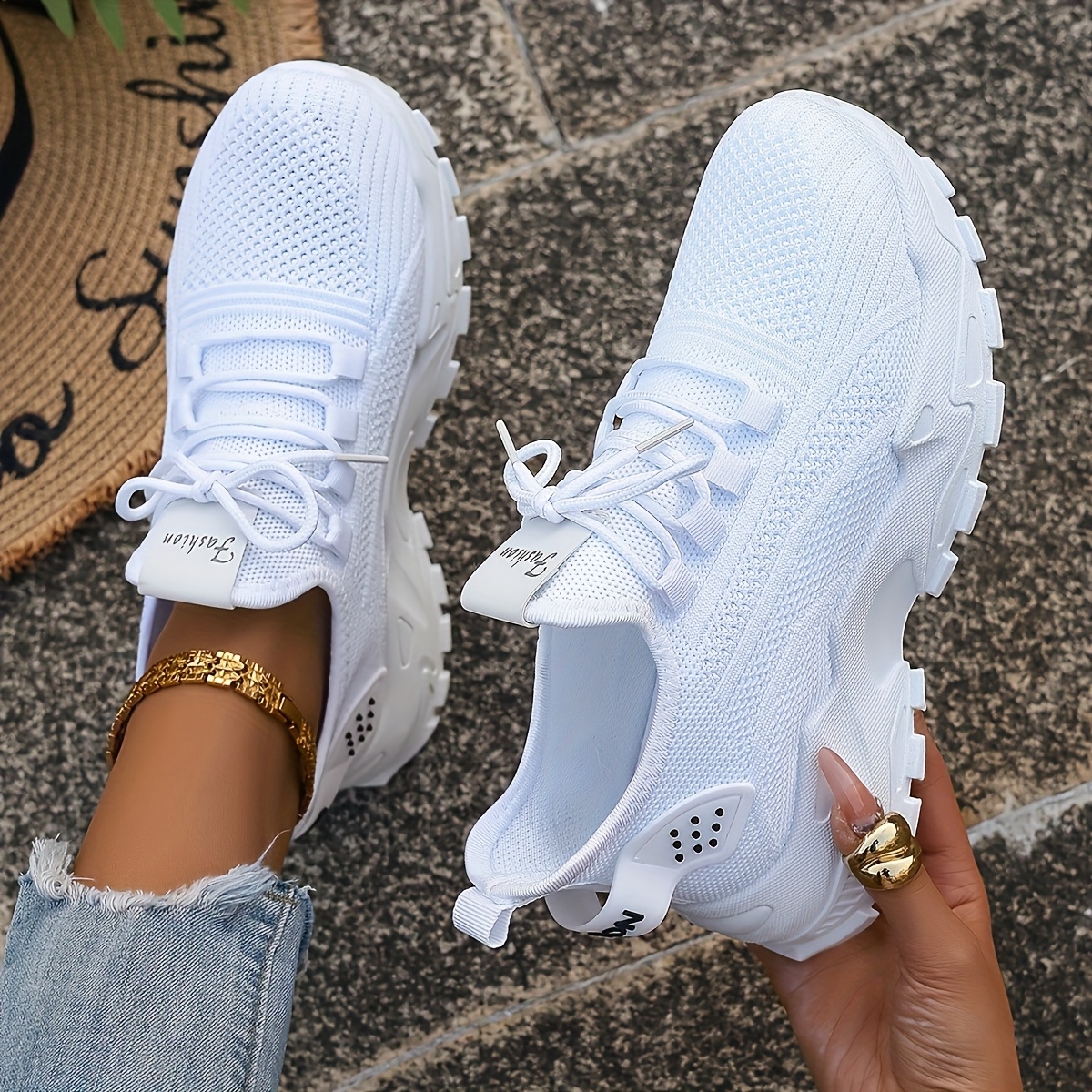 Breathable Knit Sneakers Fashi - Running Shoes Lightweight avaliação e preço