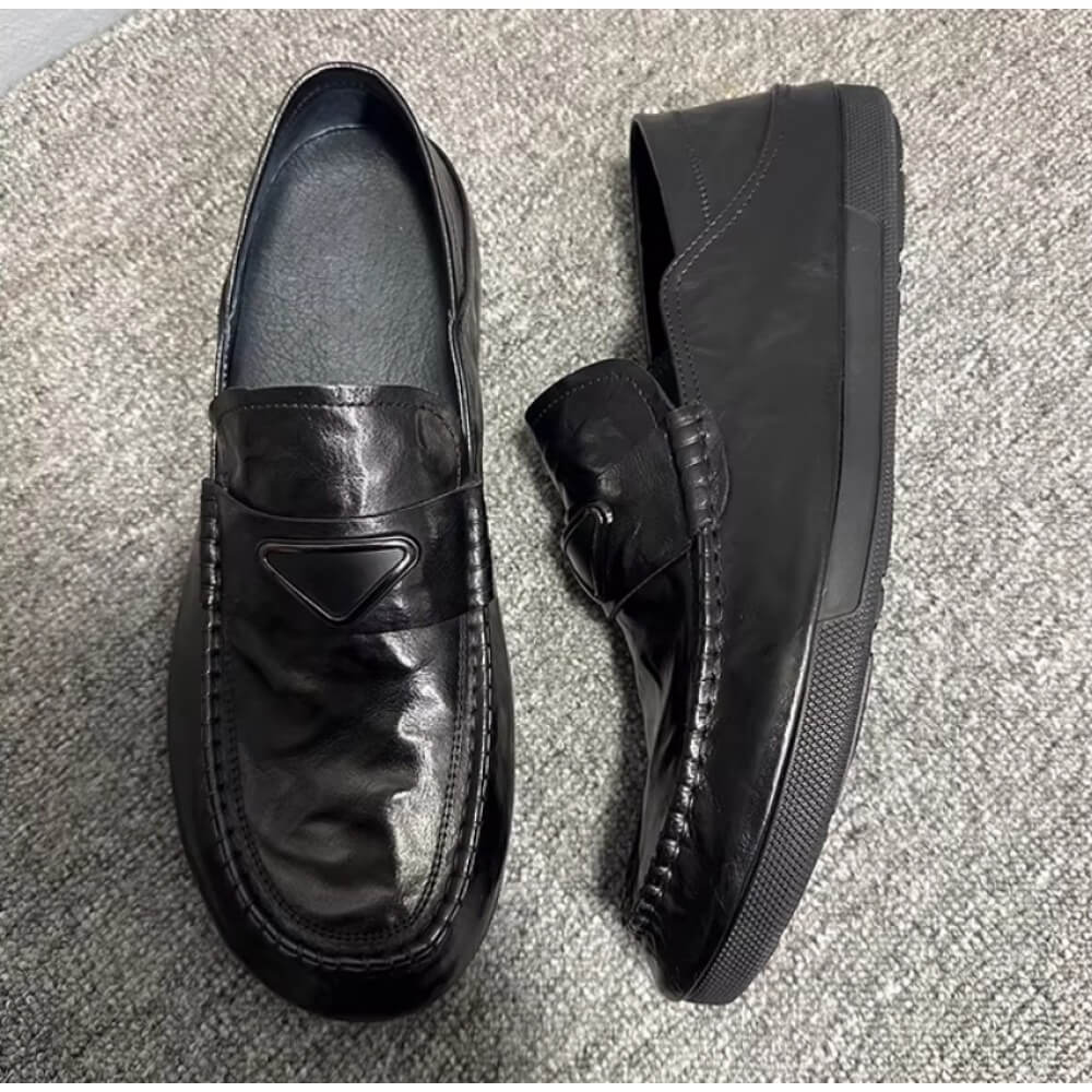 Handcrafted Black Leather Driv - Men'S Shoes Drivers avaliação e preço