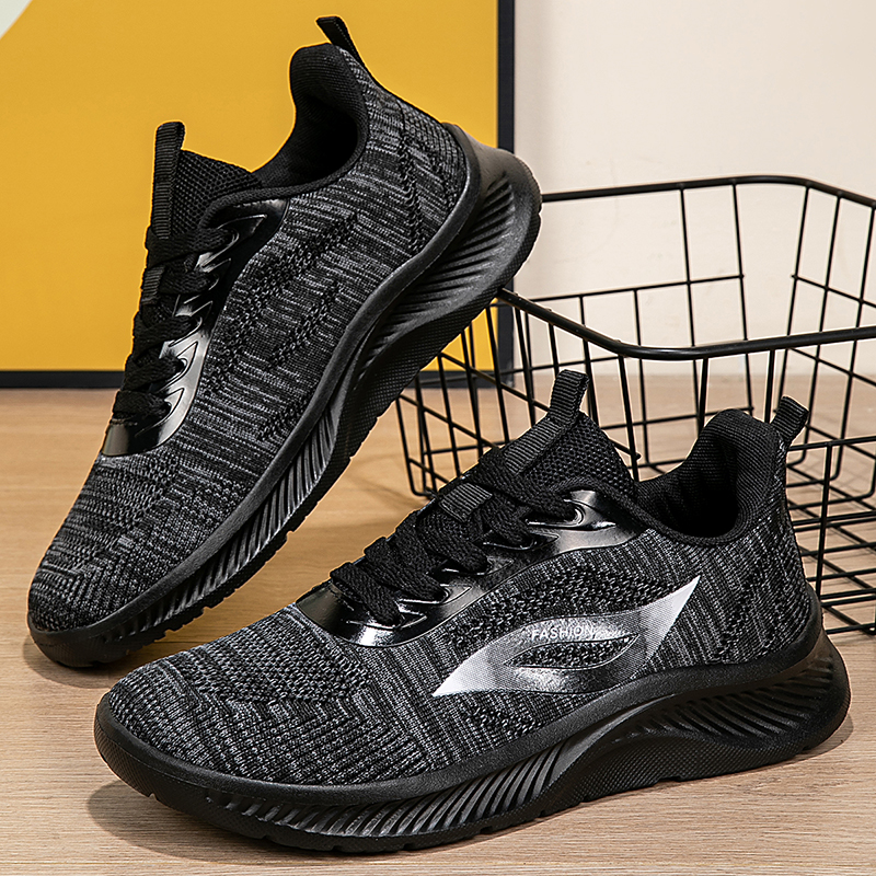 2025 Autumn Black Knitted Shoe - Running Shoes Lightweight avaliação e preço