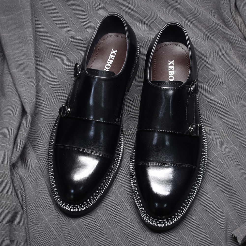 Luxury Genuine Leather Men's W - Monk Strap Shoe avaliação e preço